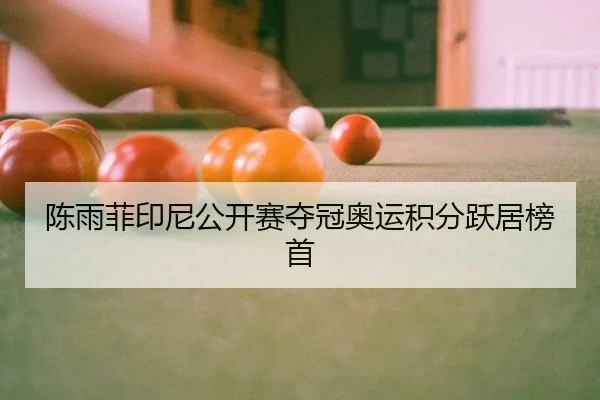 陈雨菲印尼公开赛夺冠奥运积分跃居榜首